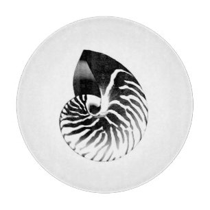 Nautilus shell - black, grey and white cutting board