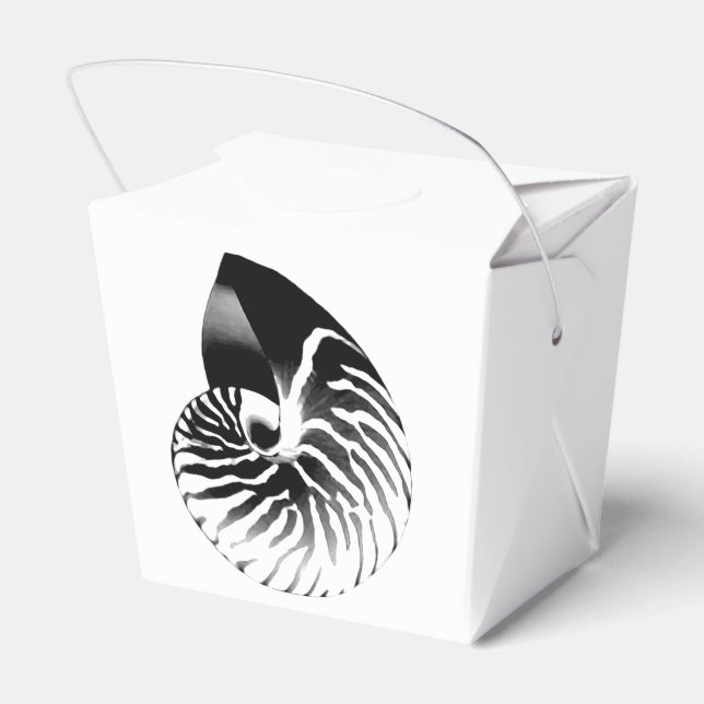Nautilus shell - black, grey and white favor boxes (Back Side)