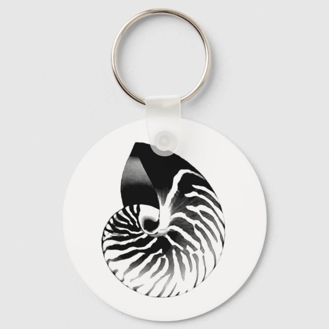 Nautilus shell - black, grey and white keychain (Front)