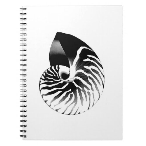 Nautilus shell _ black grey and white notebook