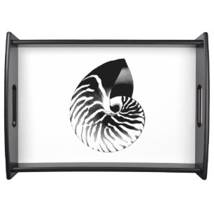 Nautilus shell - black, grey and white serving tray
