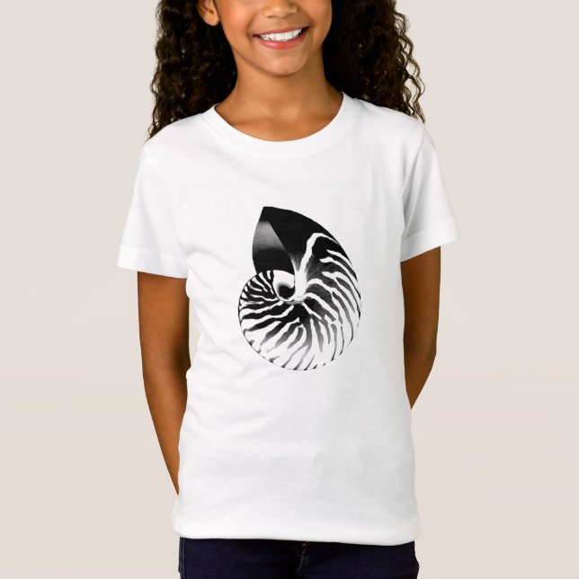 Nautilus shell - black, grey and white T-Shirt (Front)
