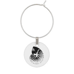 Nautilus shell - black, grey and white wine charm