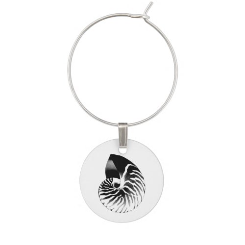 Nautilus shell _ black grey and white wine charm