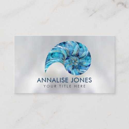 Nautilus Shell Blue watercolor Business Card