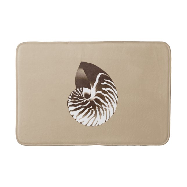 Nautilus shell - brown, white and beige bathroom mat (Front)