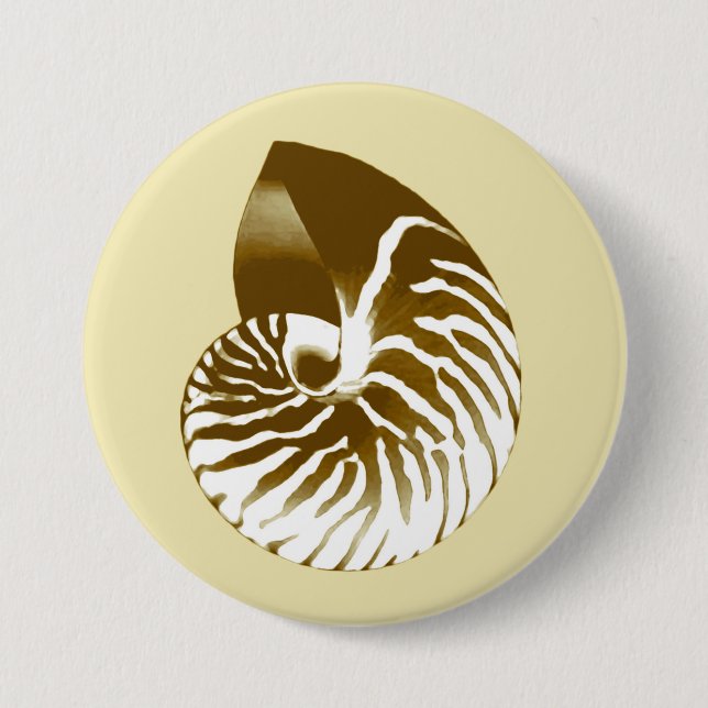 Nautilus shell - brown, white and beige button (Front)