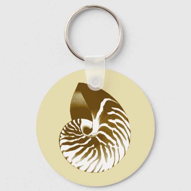 Nautilus shell - brown, white and beige keychain (Front)