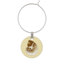 Nautilus shell - brown, white and beige wine glass charm