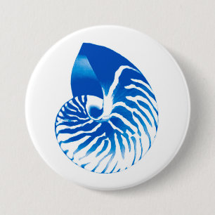 Nautilus shell - cobalt blue and white button
