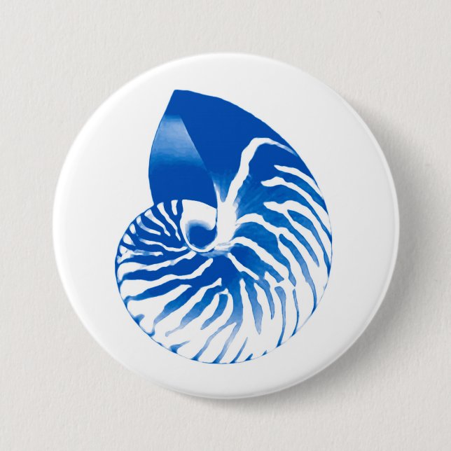 Nautilus shell - cobalt blue and white button (Front)