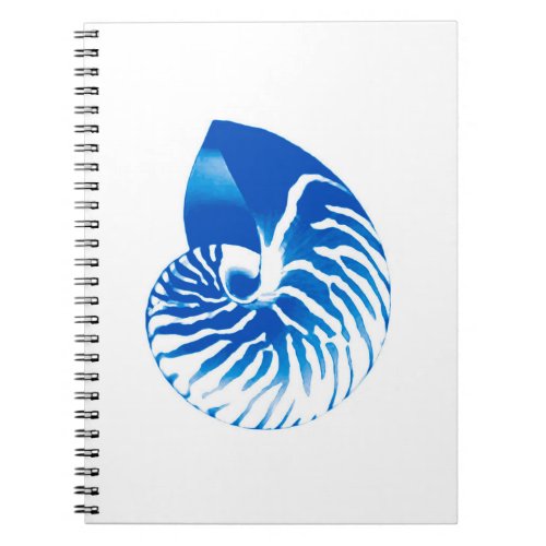 Nautilus shell _ cobalt blue and white notebook