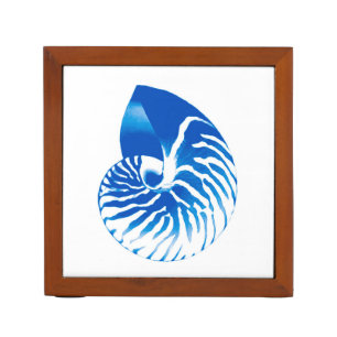 Nautilus shell - cobalt blue and white Pencil/Pen holder