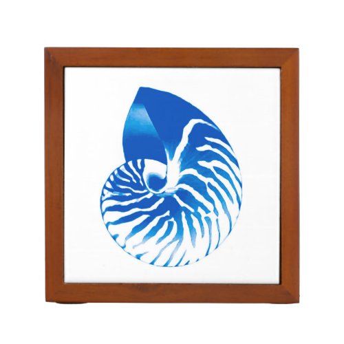 Nautilus shell _ cobalt blue and white PencilPen holder