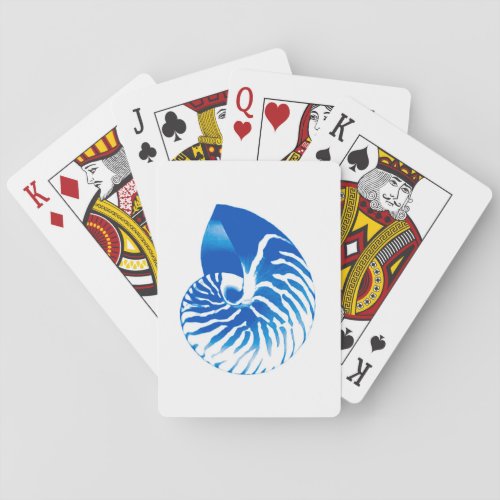 Nautilus shell _ cobalt blue and white poker cards