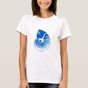 Nautilus shell - cobalt blue and white T-Shirt
