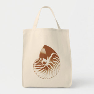 Nautilus shell - cocoa brown and white tote bag