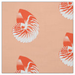 Nautilus Shell - coral orange and white Fabric