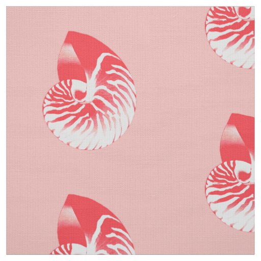 Nautilus Shell - coral pink and white Fabric