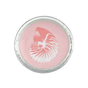 Nautilus shell - coral pink and white ring