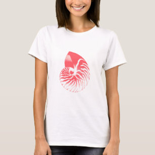 Nautilus Shell - coral pink and white T-Shirt