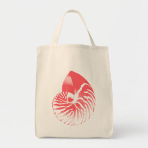 Nautilus shell - coral pink and white tote bag