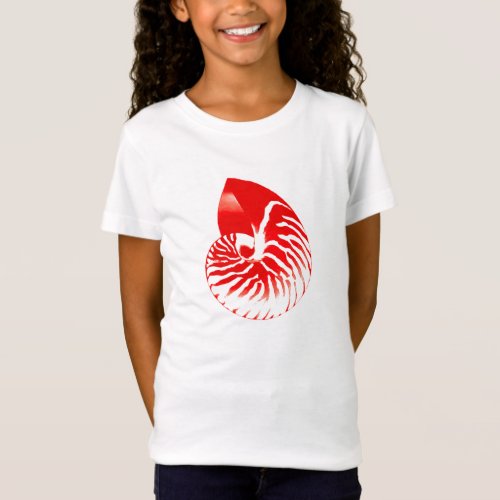 Nautilus shell _ dark red and white T_Shirt