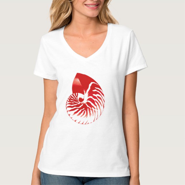 Nautilus shell - dark red and white T-Shirt (Front)