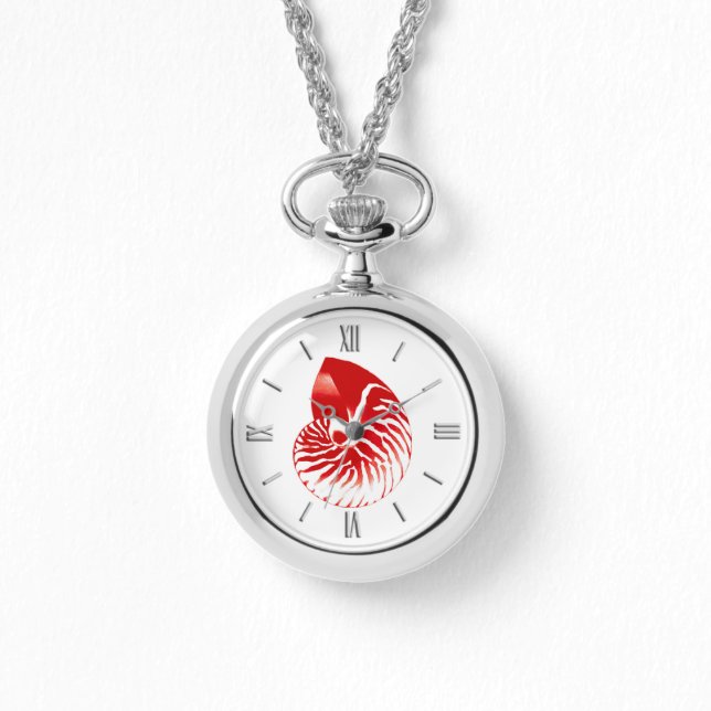 Nautilus shell - dark red and white watch (Front)