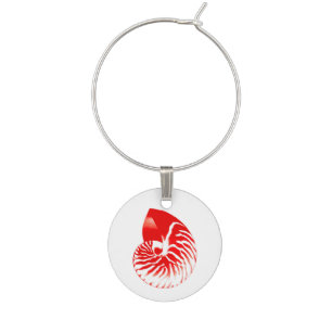 Nautilus shell - dark red and white wine charm