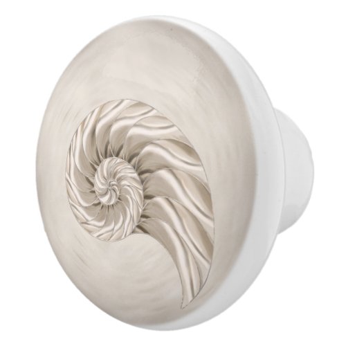 Nautilus Shell Drawing Ceramic Knob