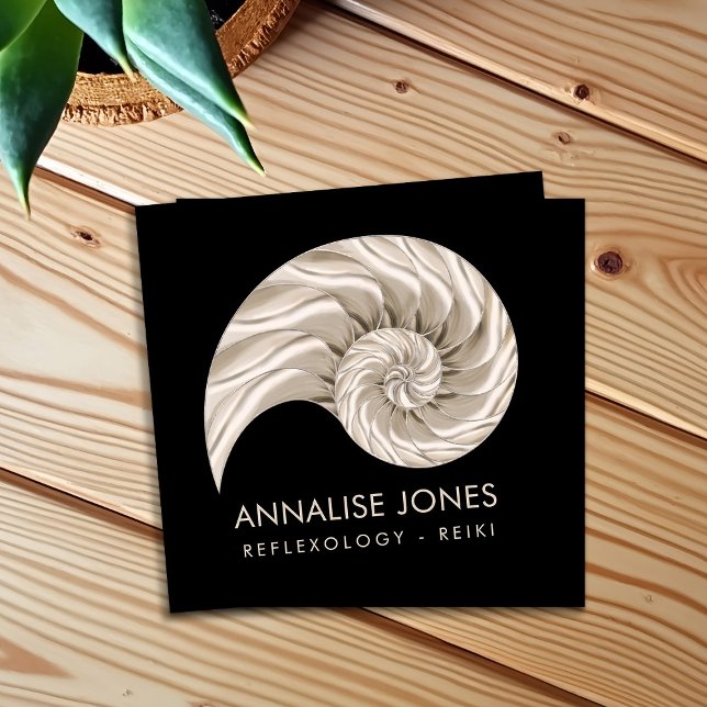 Nautilus Shell Drawing Square Business Card (Creator Uploaded)