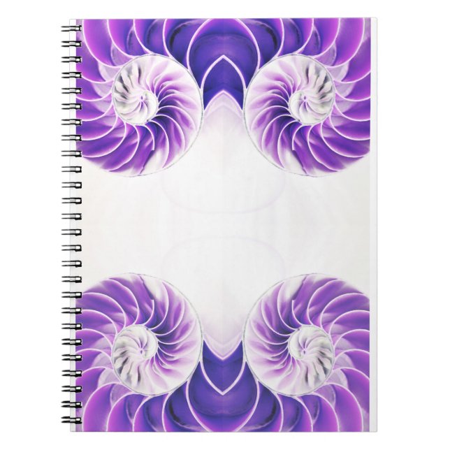 Nautilus Shell Fibonacci Notebook – Purple White (Front)