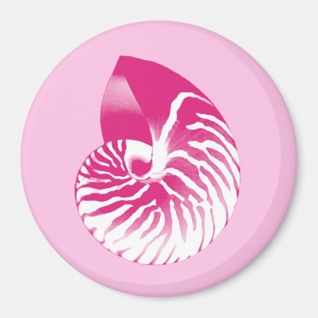 Nautilus shell - fuchsia pink and white magnet (Front)