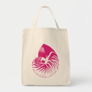 Nautilus shell - Fuchsia Pink and White Tote Bag