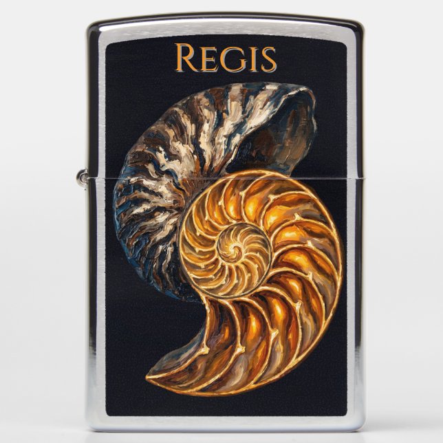 Nautilus Shell Golden Spiral — Zippo Lighter (Front)