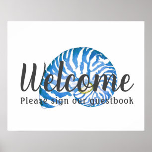 Nautilus Shell Guestbook Wedding Sign Print