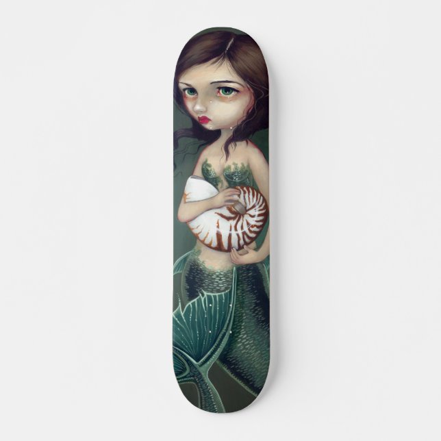 Nautilus Shell Mermaid Skateboard Deck (Front)