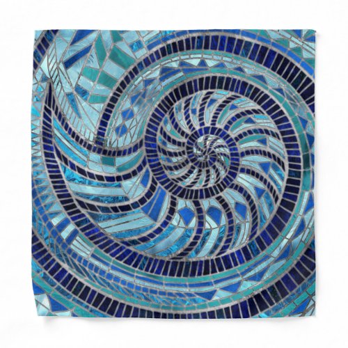 Nautilus Shell mosaic art Bandana