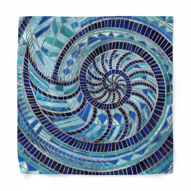 Nautilus Shell mosaic art Bandana (Front)