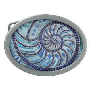 Nautilus Shell mosaic art Belt Buckle