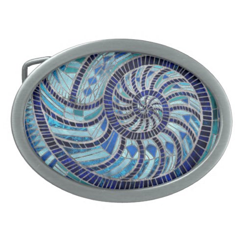 Nautilus Shell mosaic art Belt Buckle
