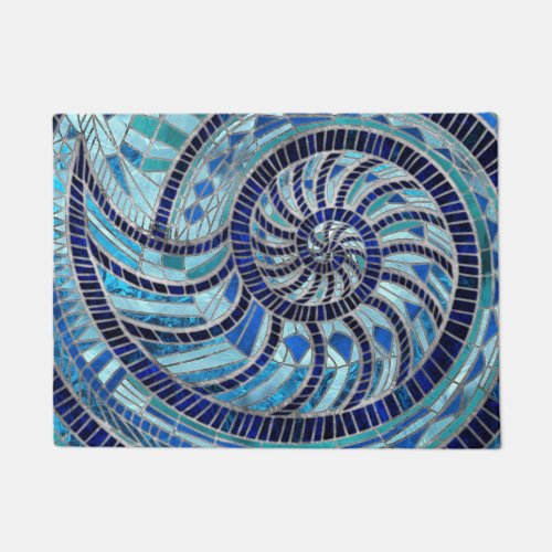 Nautilus Shell mosaic art Doormat
