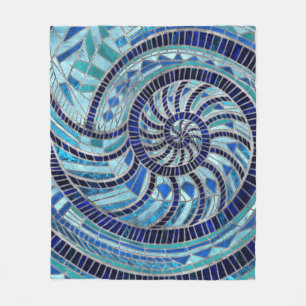 Nautilus Shell mosaic art Fleece Blanket