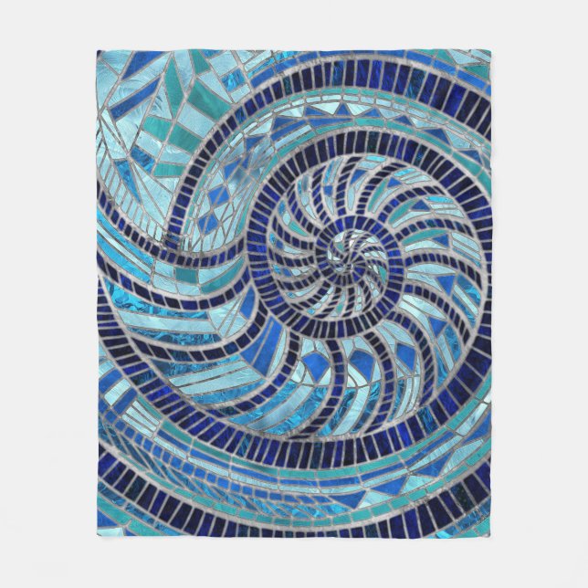 Nautilus Shell mosaic art Fleece Blanket (Front)
