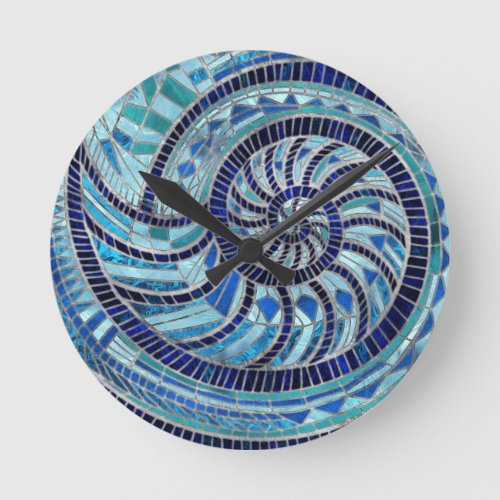 Nautilus Shell mosaic art Round Clock