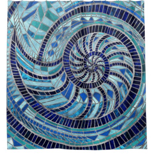 Nautilus Shell mosaic art Shower Curtain