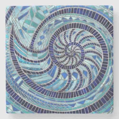 Nautilus Shell mosaic art Stone Coaster