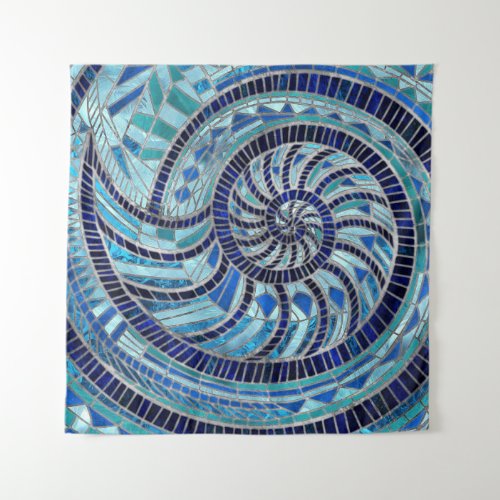 Nautilus Shell mosaic art Tapestry