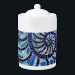 Nautilus Shell mosaic art Teapot<br><div class="desc">Nautilus Shell mosaic art</div>